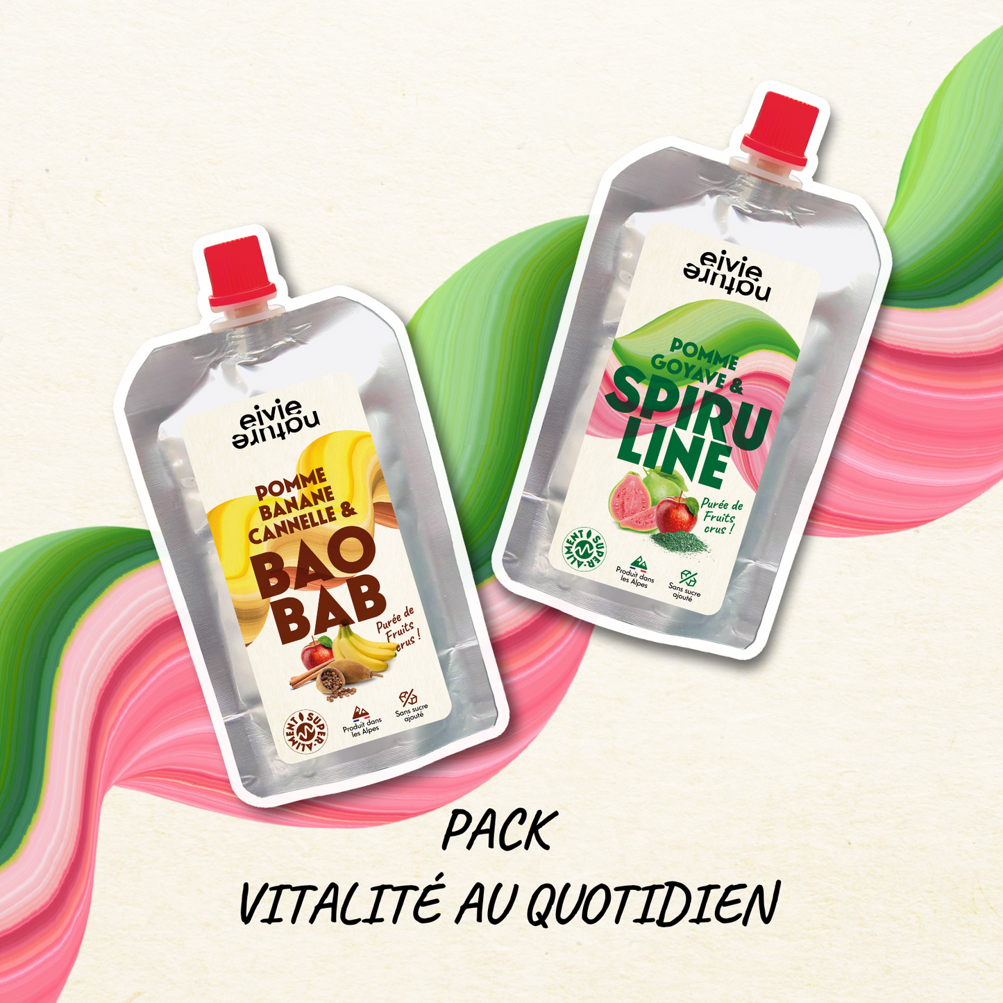Pack Spiruline & Baobab Eivie Nature – purées de fruits fonctionnelles