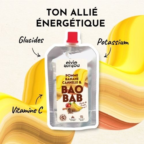 Purée de fruits Eivie Nature pour le sport au baobab