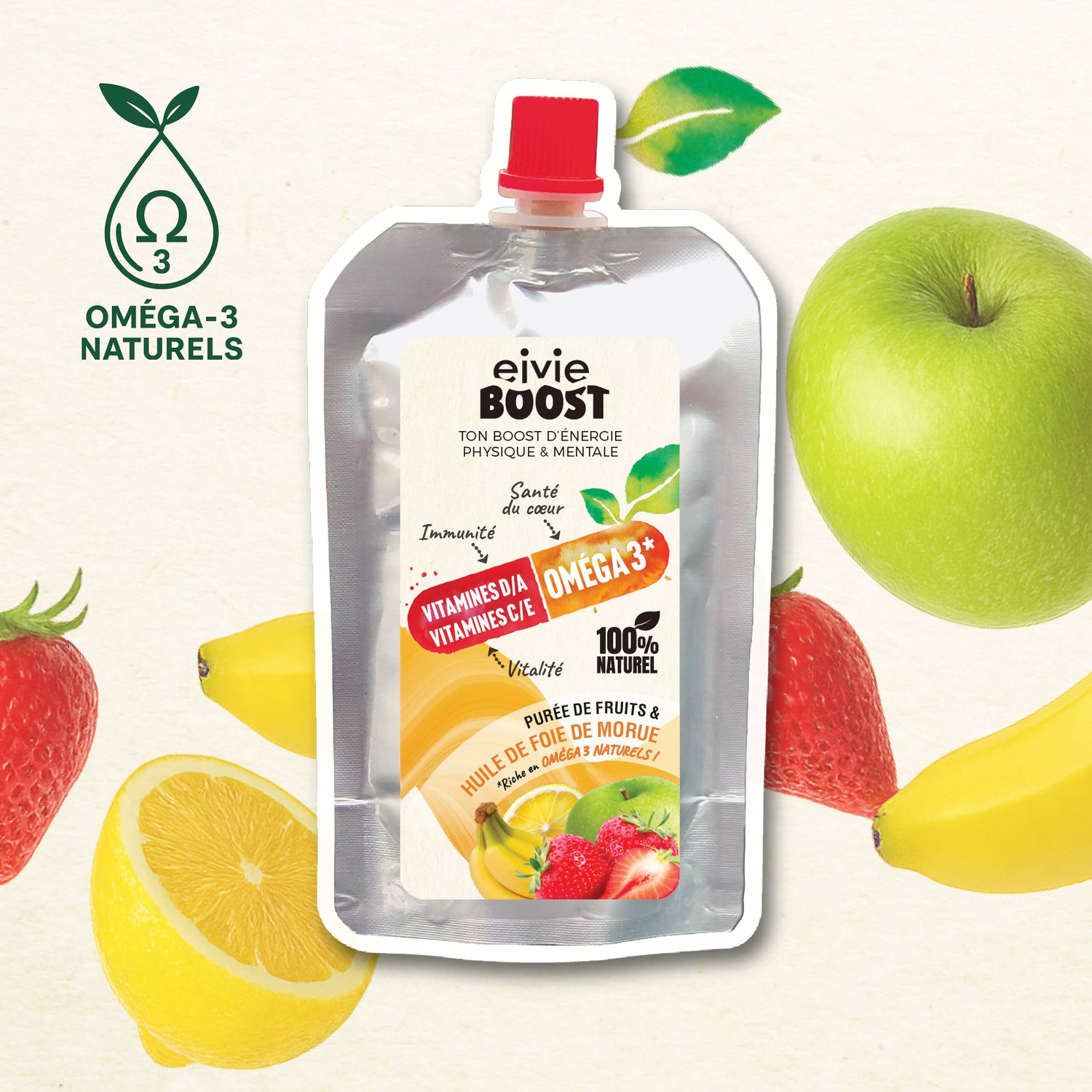 Purée de fruits EIVIE BOOST Eivie Nature – oméga-3 et vitamines